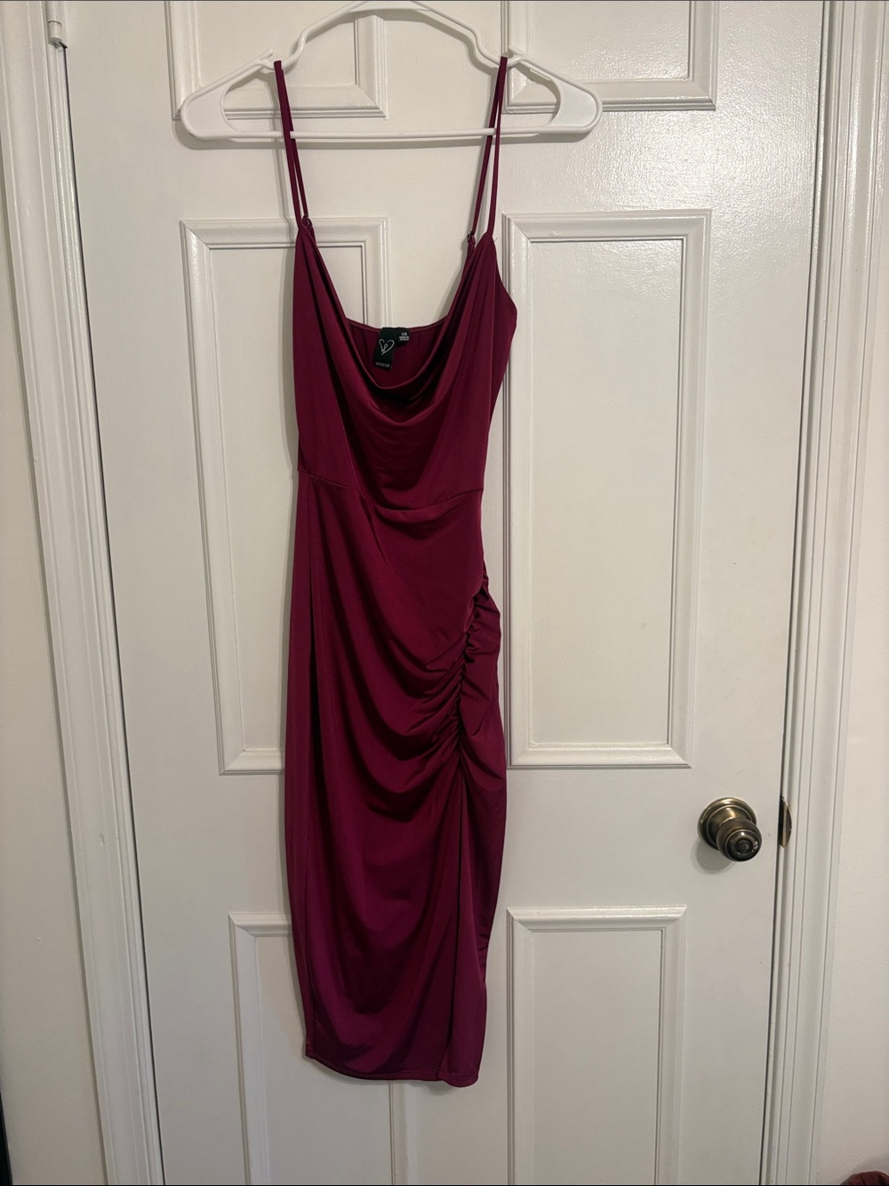 Windsor Spaghetti Strap Cowl Midi Dress - Raspberry